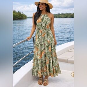 Elegant Tropical Maxi Dress
